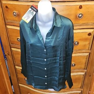 Express Green Satin Blouse
